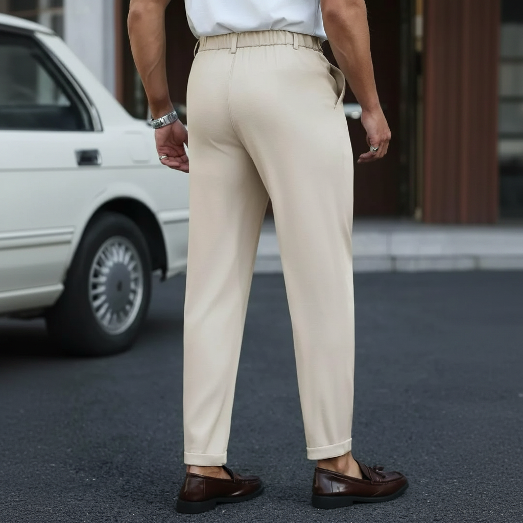Straight Casual Trousers Retro British Style For Men