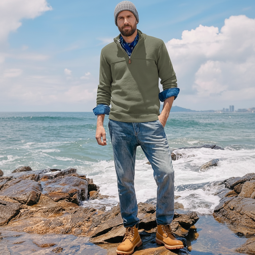 Mens Quarter Zip Sweater Slim Fit Casual Pullover Sweater Mock Neck Polo Sweaters