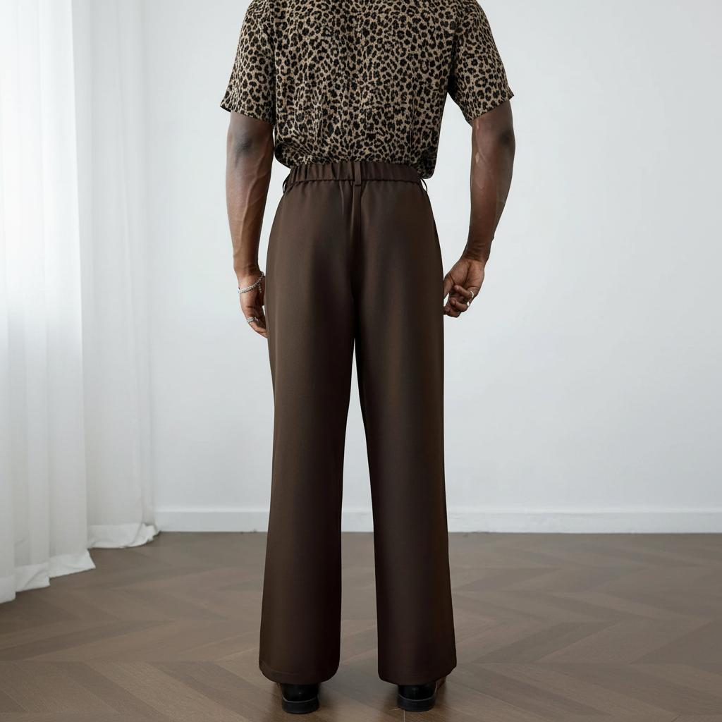 Wrinkle Resistant Wide Polyester Woven Trousers For Men