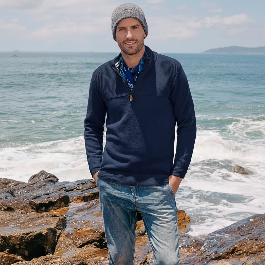 Mens Quarter Zip Sweater Slim Fit Casual Pullover Sweater Mock Neck Polo Sweaters