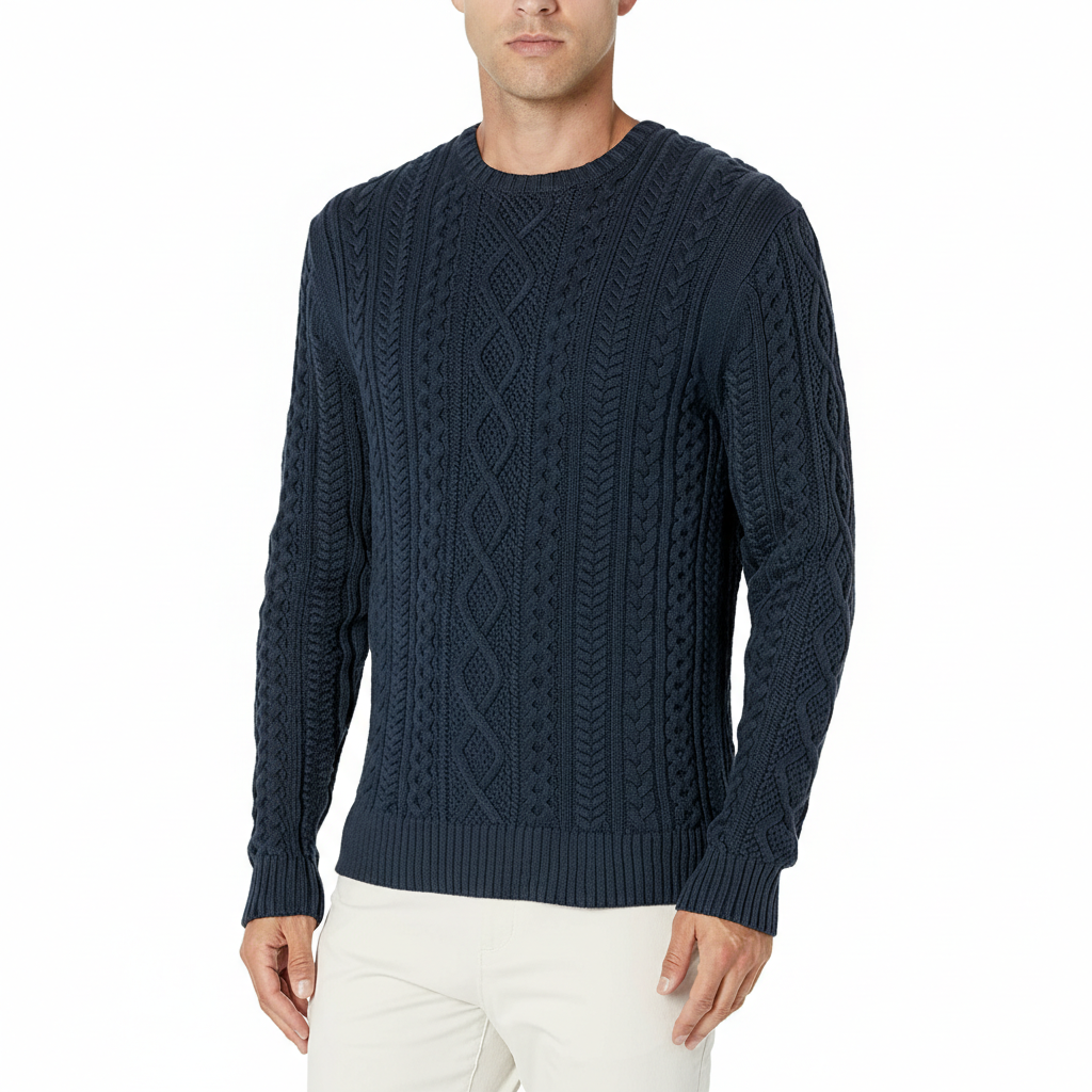 Long Sleeve Cable Knit Pullover Sweater