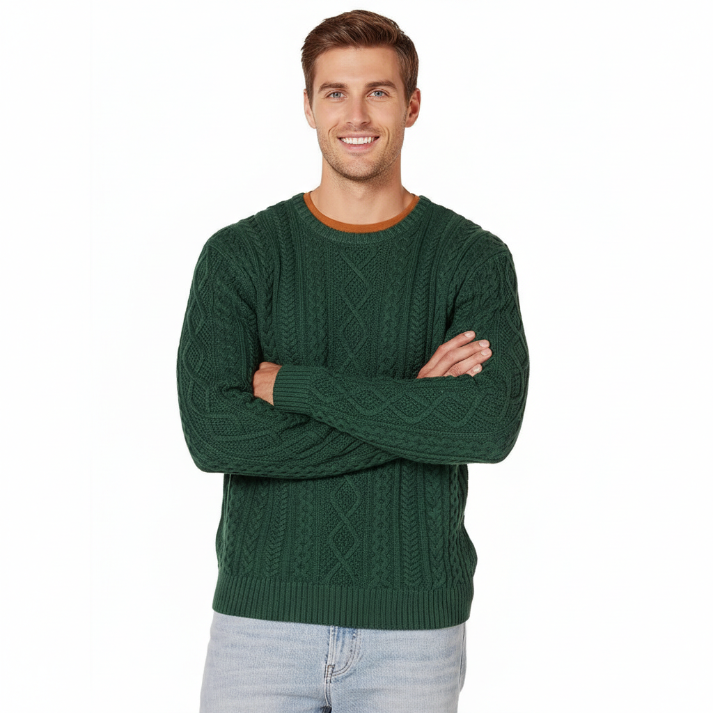 Long Sleeve Cable Knit Pullover Sweater