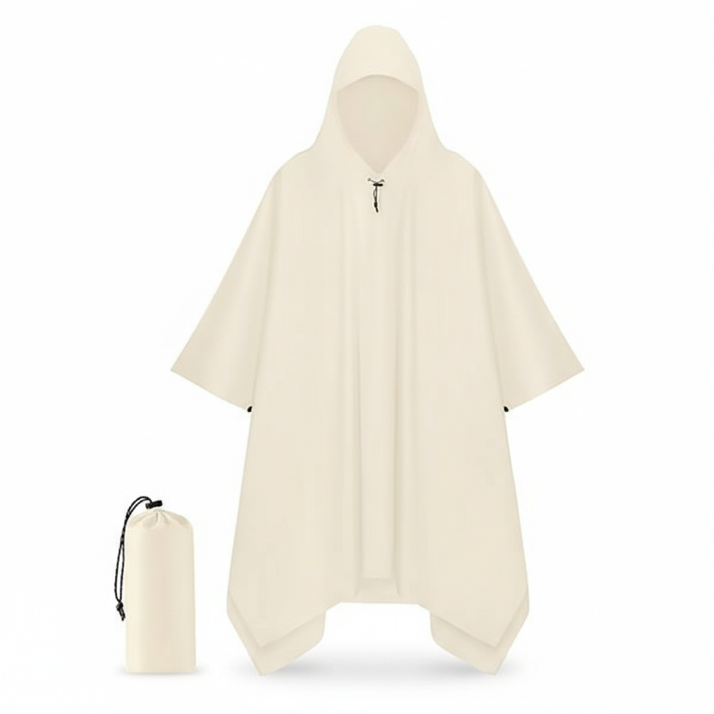 Hooded Rain Poncho Waterproof Raincoat Jacket for Men Women Adults