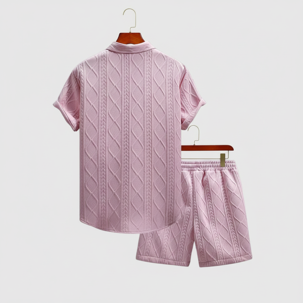 Vacation Themed Casual Style Short Sleeve Shirt And Shorts Set For Men