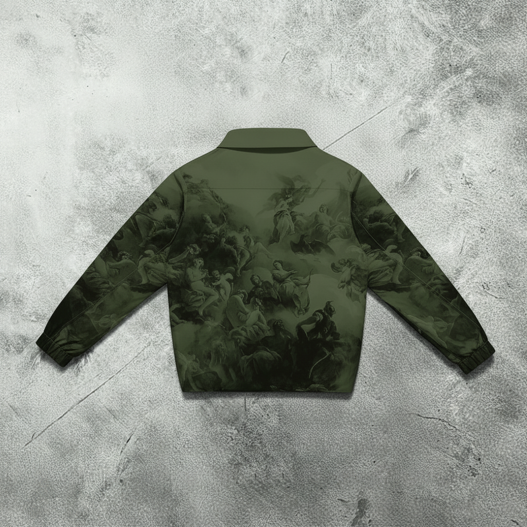Figure Graphic Long Sleeve Zipper Collar Casual Rave Jacket For Men