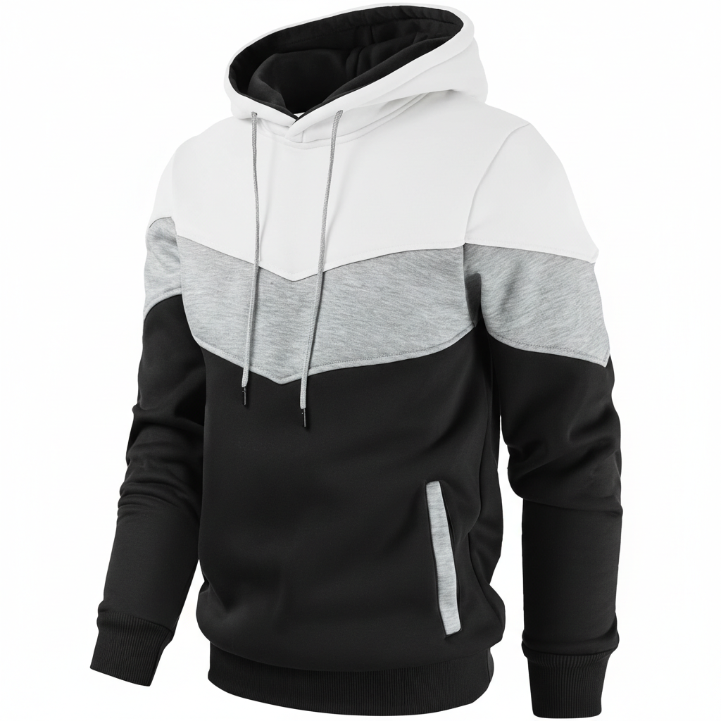  Men Novelty Color Block Pullover Fleece Hoodie Long Sleeve Casual Sweatshirt with Pocket