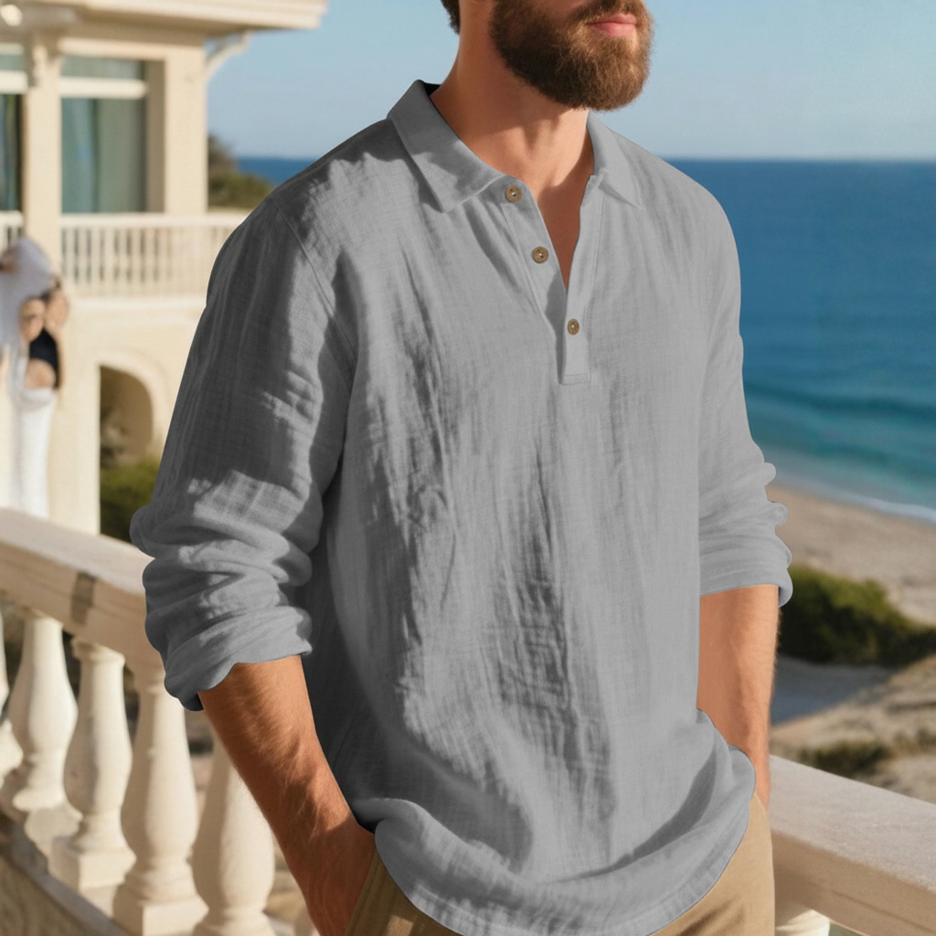 Lightweight Half Placket Button Design Polo Shirt For Men