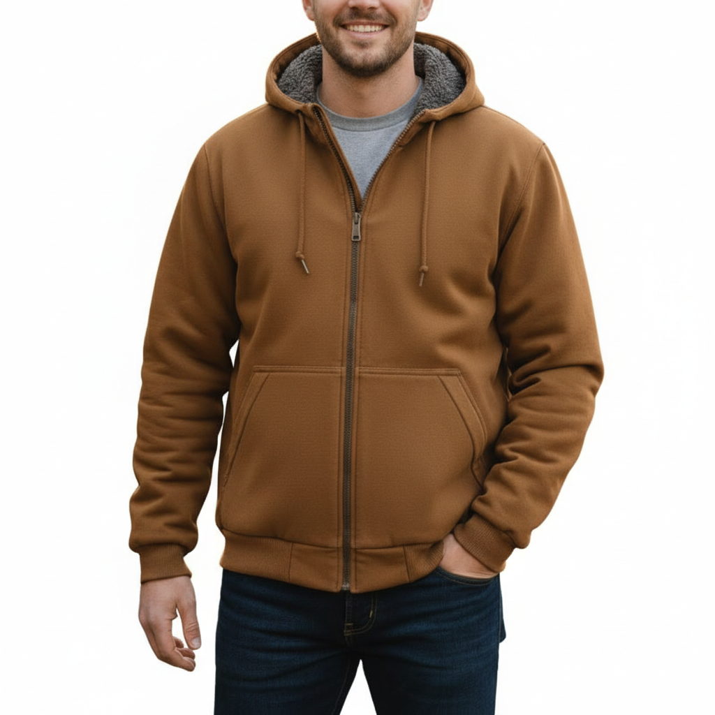 Men Rain Defender Relaxed Fit Midweight Sherpa-Lined Full-Zip Sweatshirt