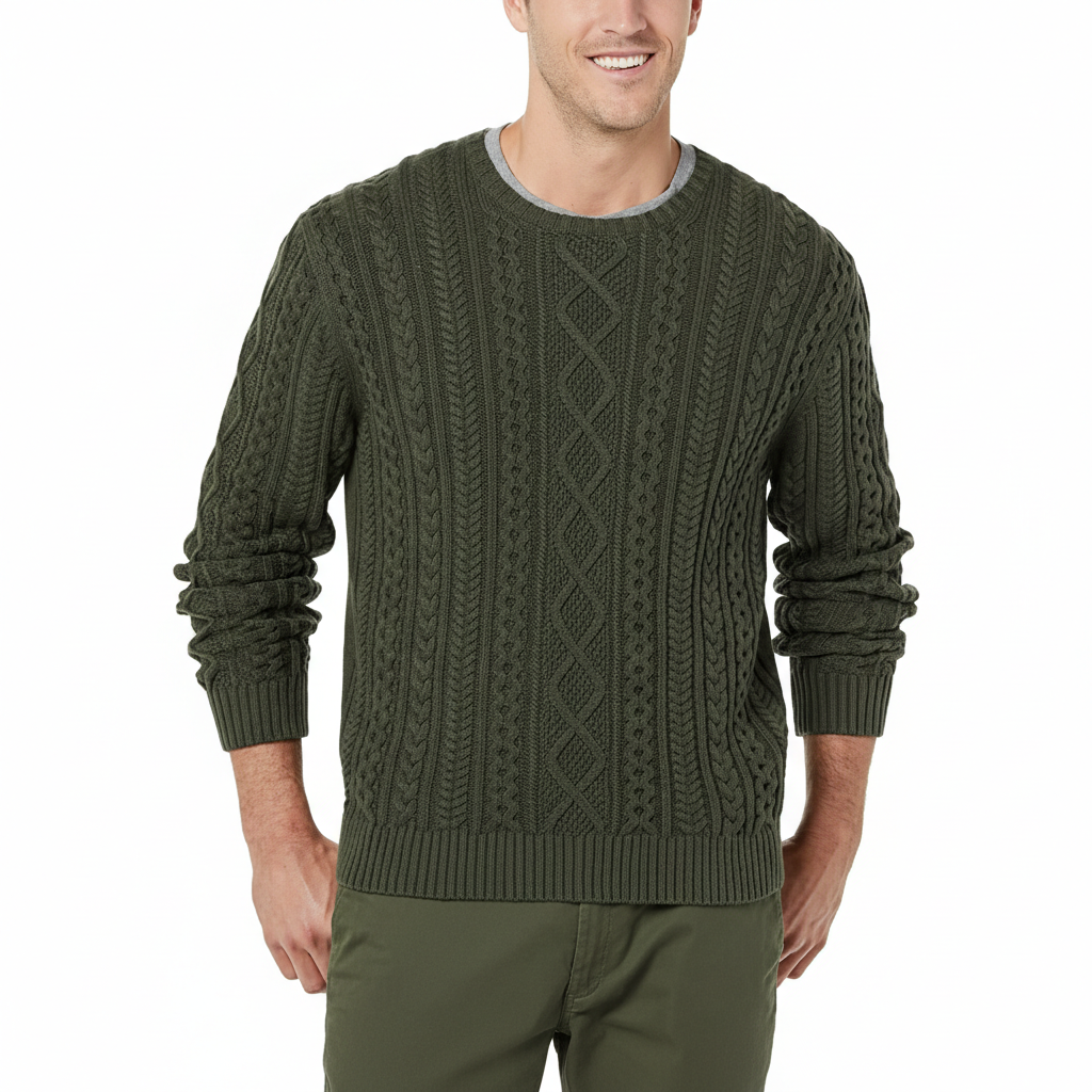 Long Sleeve Cable Knit Pullover Sweater