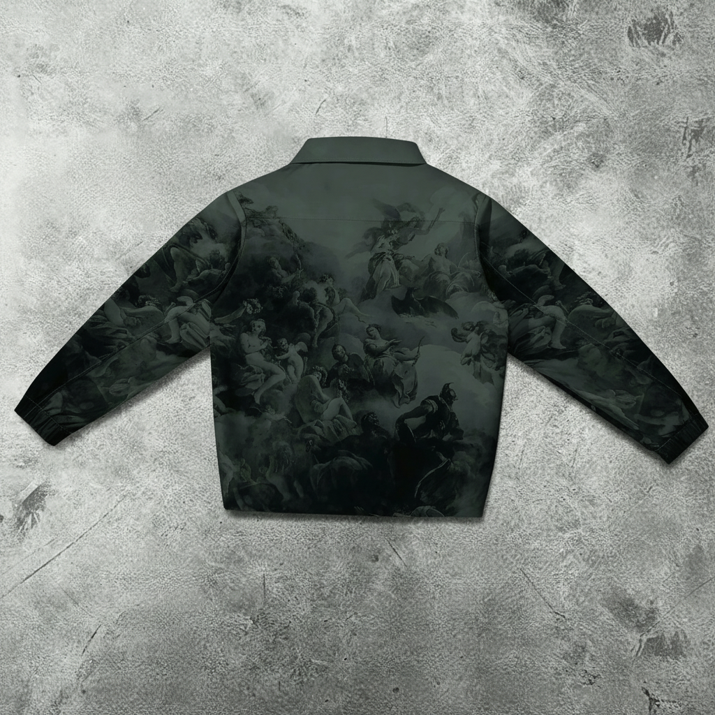 Figure Graphic Long Sleeve Zipper Collar Casual Rave Jacket For Men