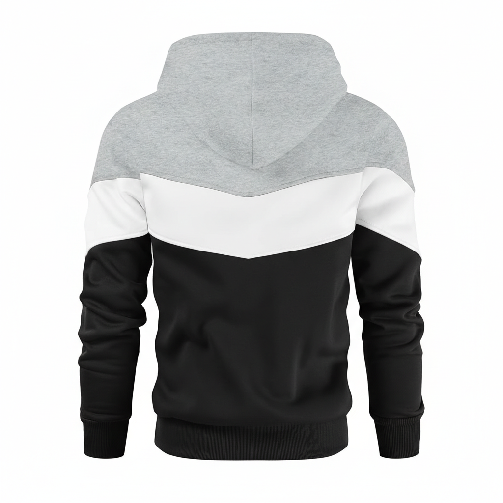  Men Novelty Color Block Pullover Fleece Hoodie Long Sleeve Casual Sweatshirt with Pocket