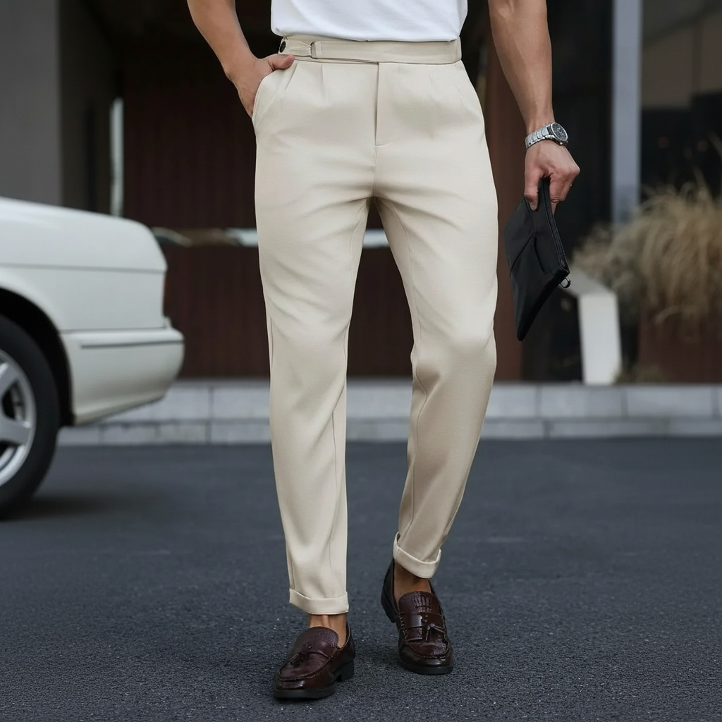 Straight Casual Trousers Retro British Style For Men