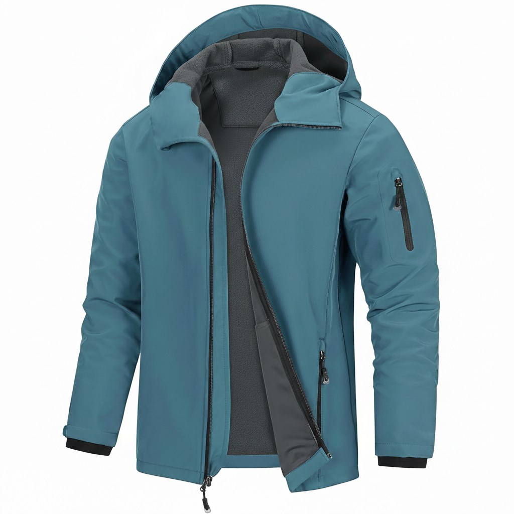 Men Hooded Softshell Jacket Waterproof Lightweight Insulated Windbreaker Fleece Lined Rain Shell Jacket