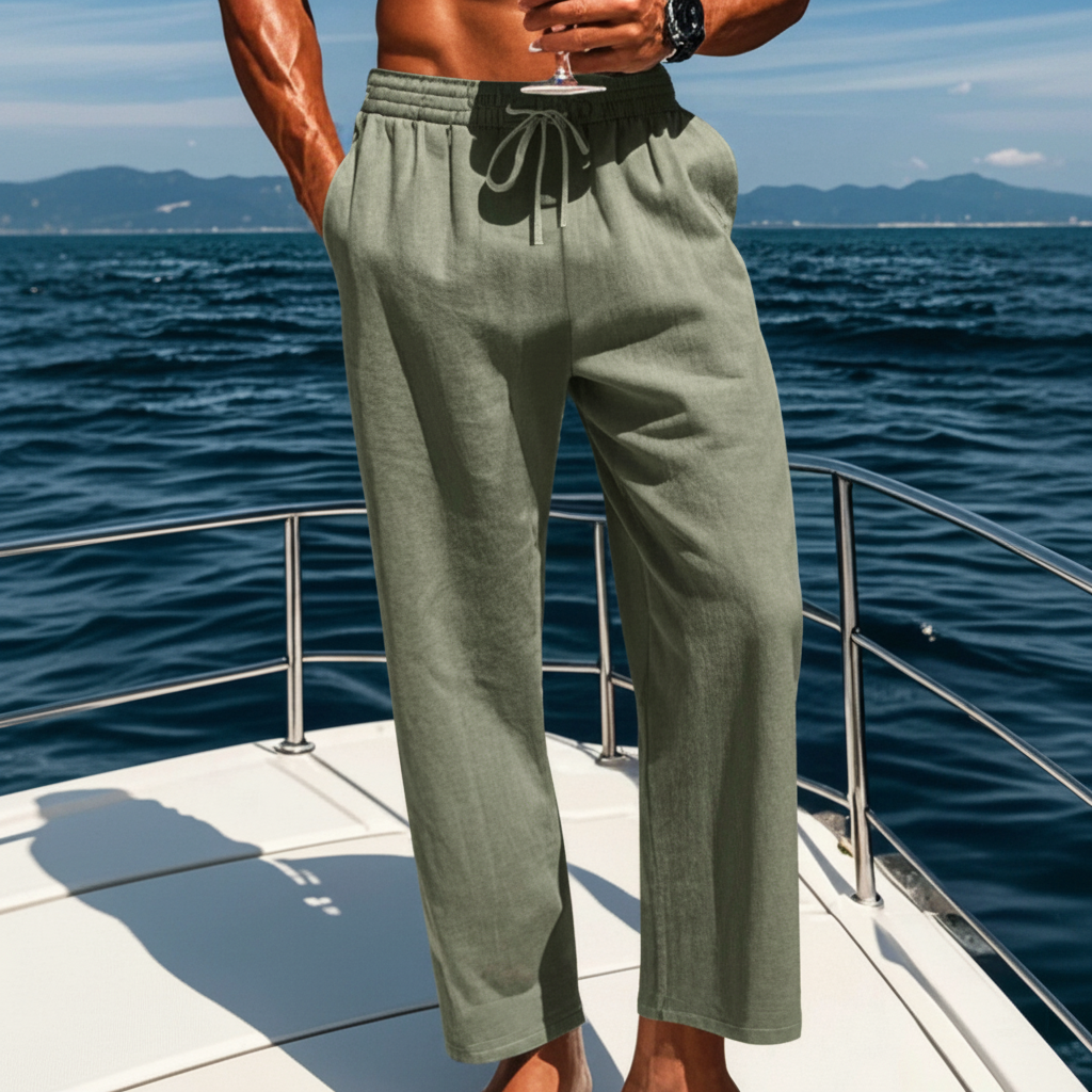 Lightweight Drawstring Elastic Linen Pants For Men