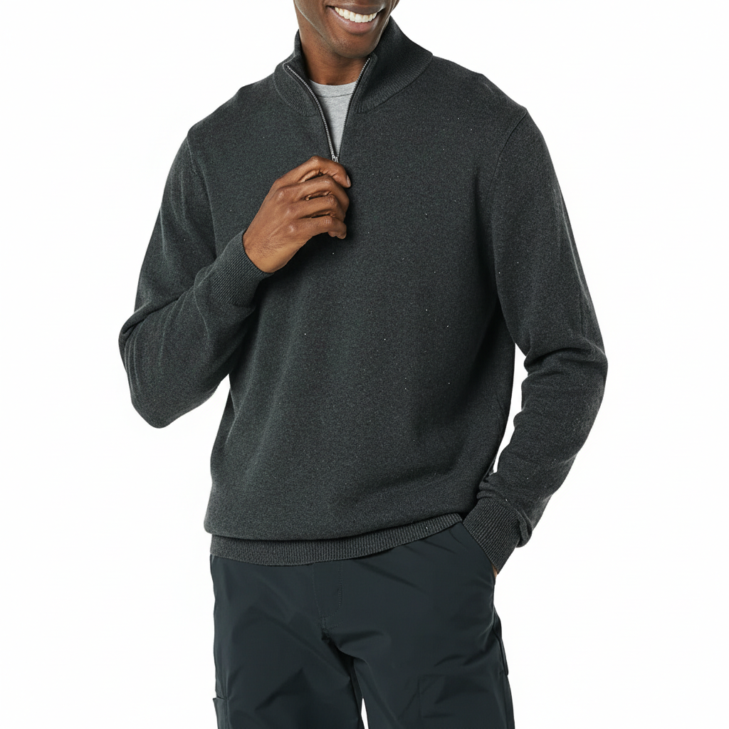 Quarter Zip Long Sleeve Knit Sweater
