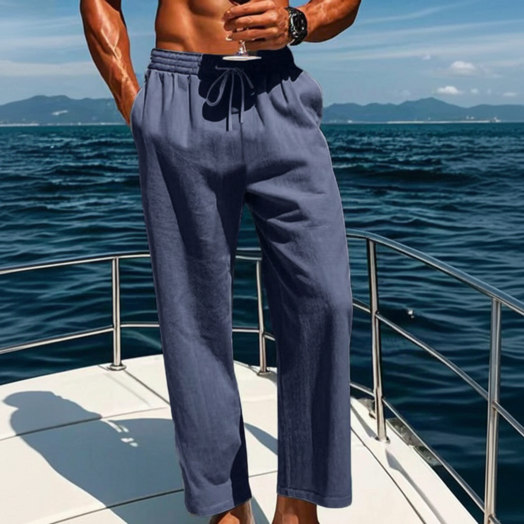 Lightweight Drawstring Elastic Linen Pants For Men