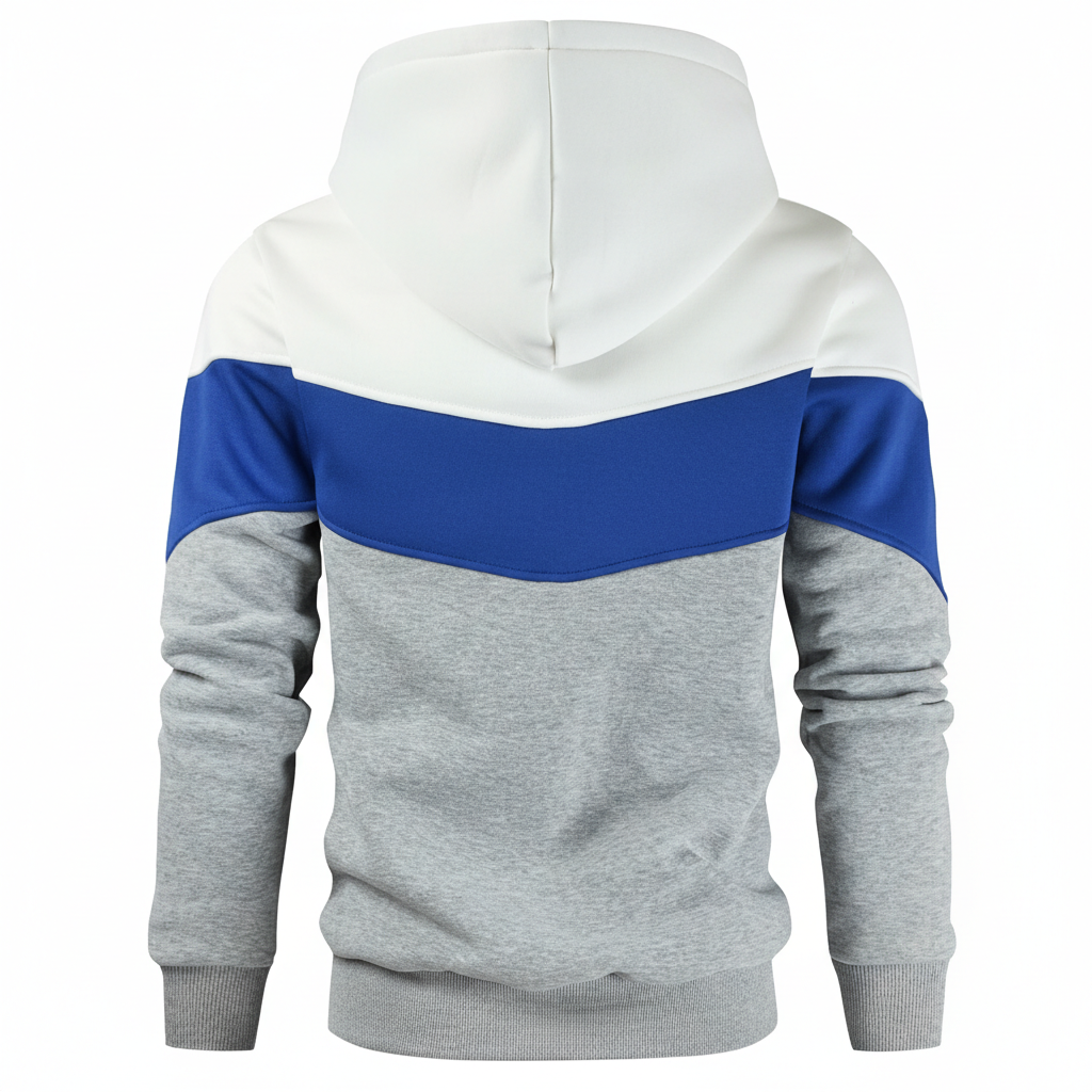  Men Novelty Color Block Pullover Fleece Hoodie Long Sleeve Casual Sweatshirt with Pocket