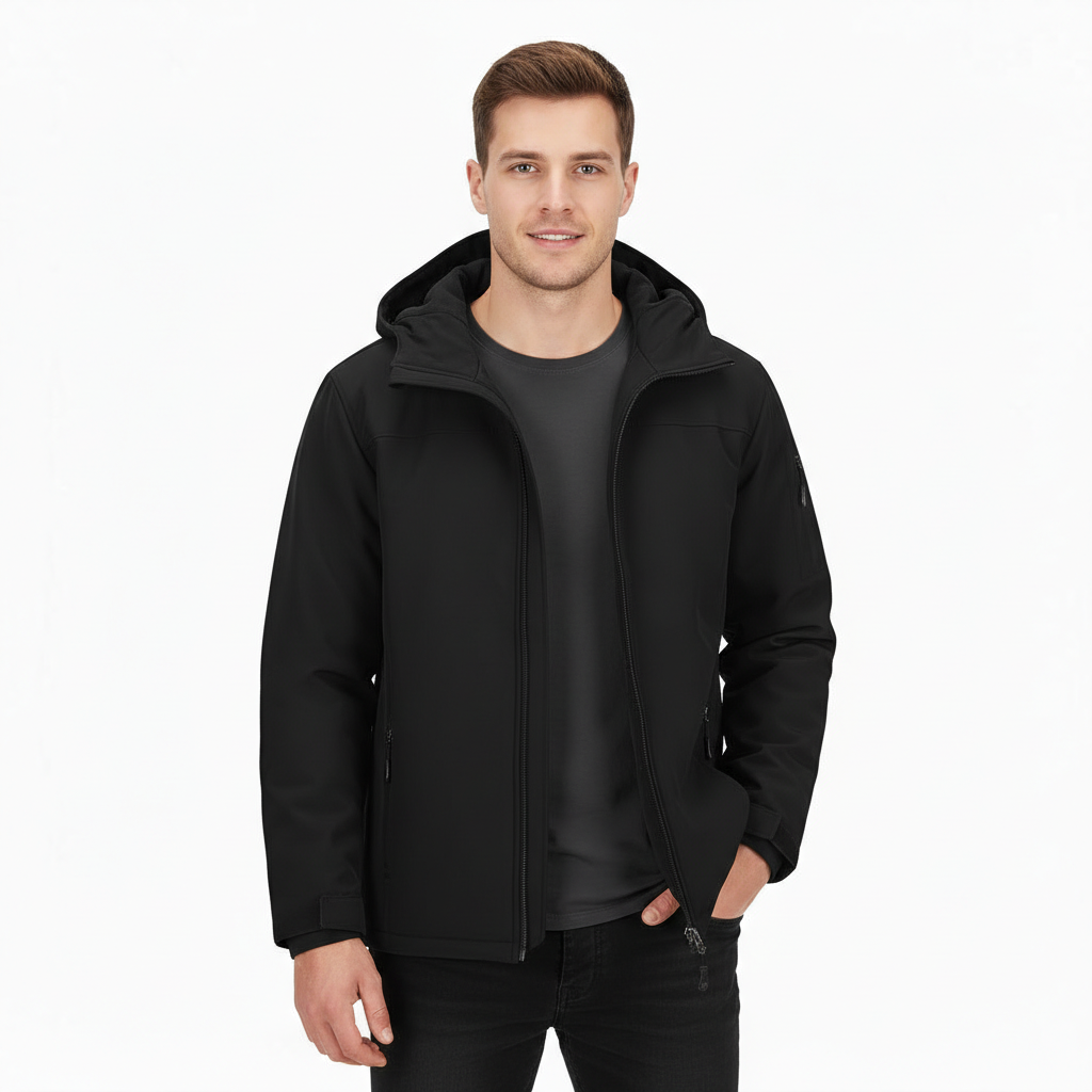 Men Hooded Softshell Jacket Waterproof Lightweight Insulated Windbreaker Fleece Lined Rain Shell Jacket