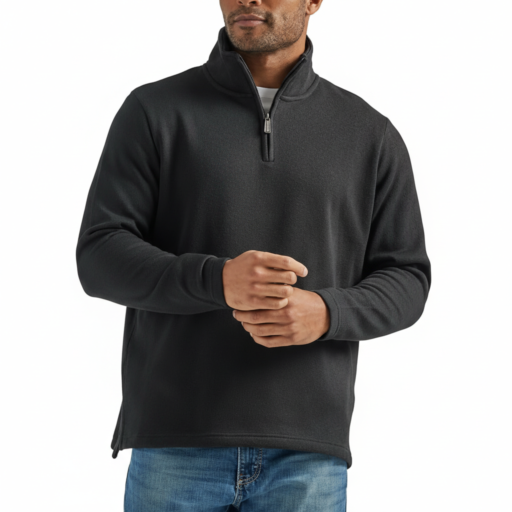 Mens Long Sleeve Fleece Quarter zip