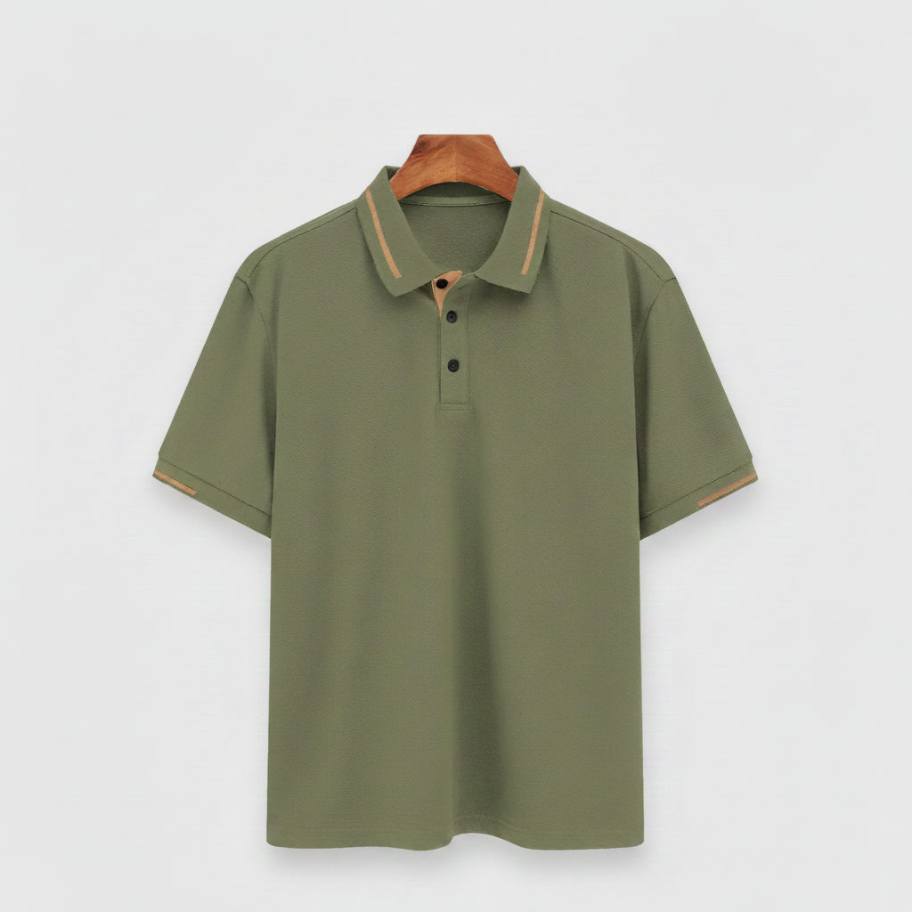 Contrast Color Short Sleeve Polo Shirt With Decorative Details For Men