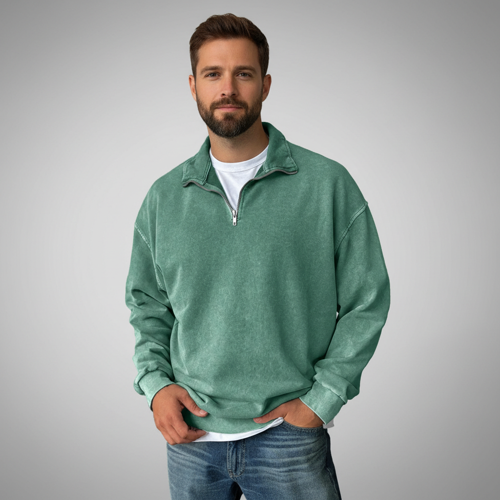 Half Zip Collar Sweatshirt For Men