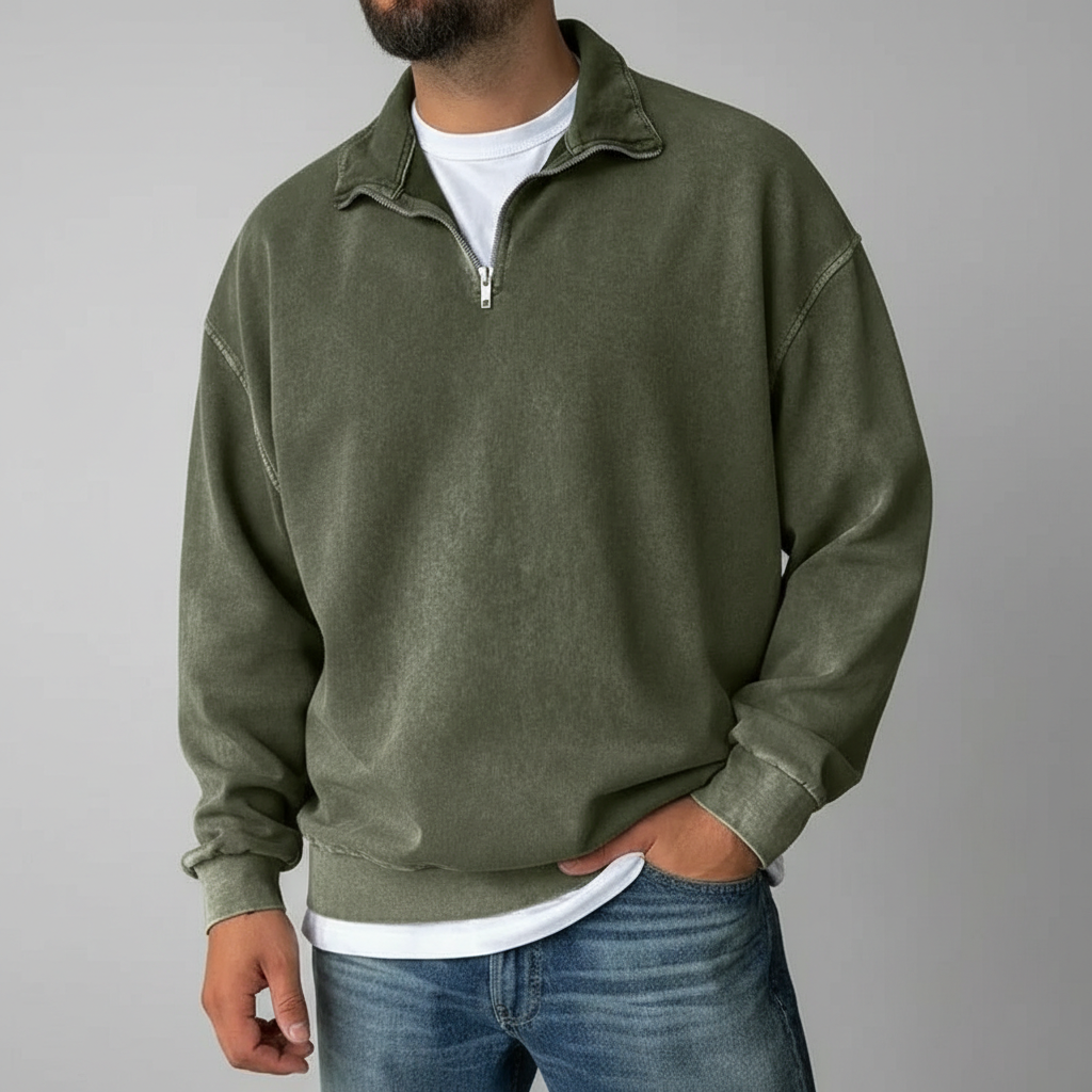 Half Zip Collar Sweatshirt For Men