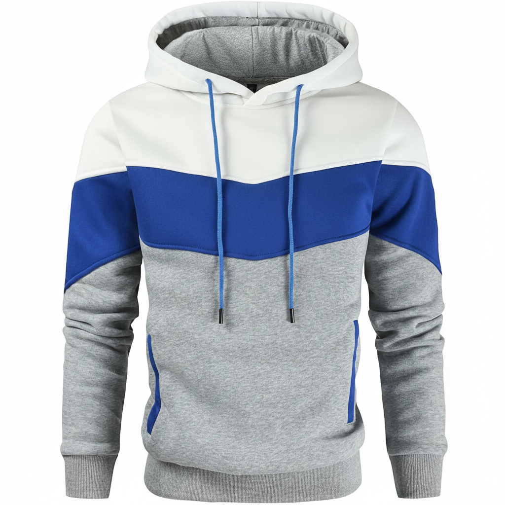  Men Novelty Color Block Pullover Fleece Hoodie Long Sleeve Casual Sweatshirt with Pocket