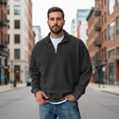 Stand Collar Half Zip Pullover For Men