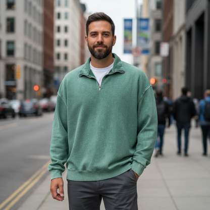 Stand Collar Half Zip Pullover For Men