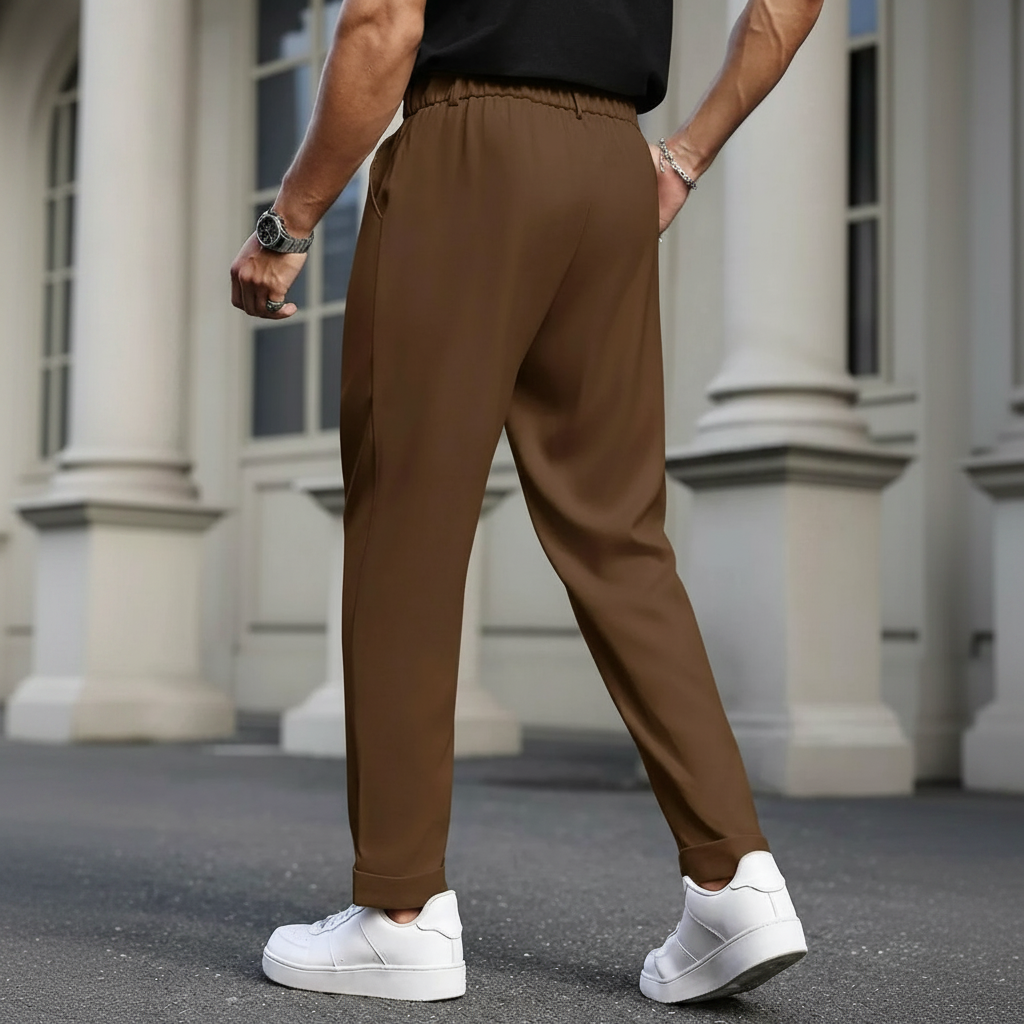 Straight Casual Trousers Retro British Style For Men