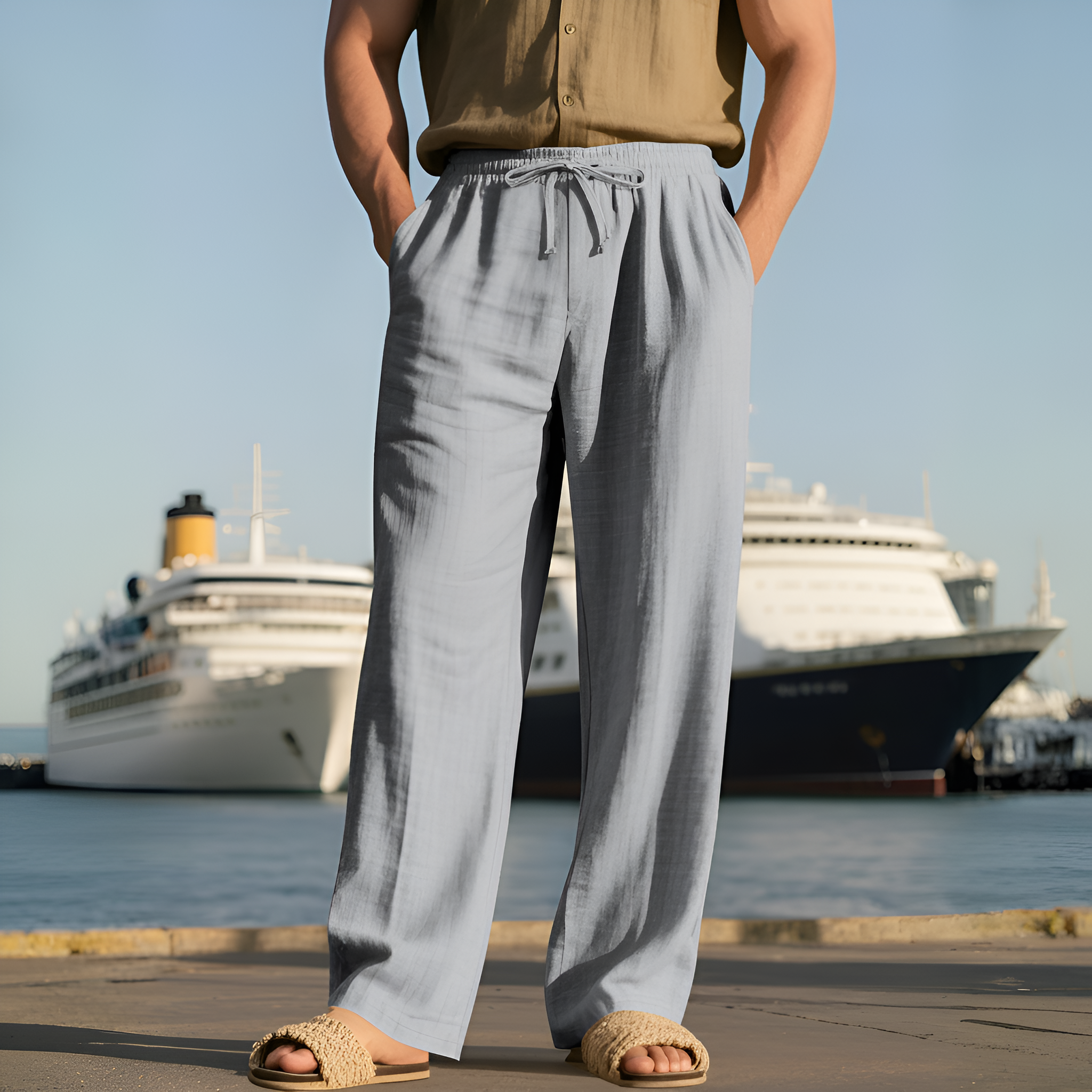 Lightweight Loose Fit Pants With Pockets For Men