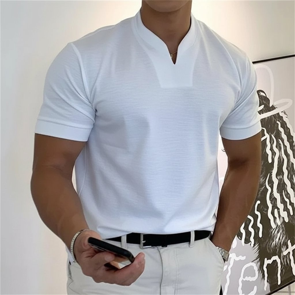 Short Sleeve V Style Casual Business T Shirt For Men