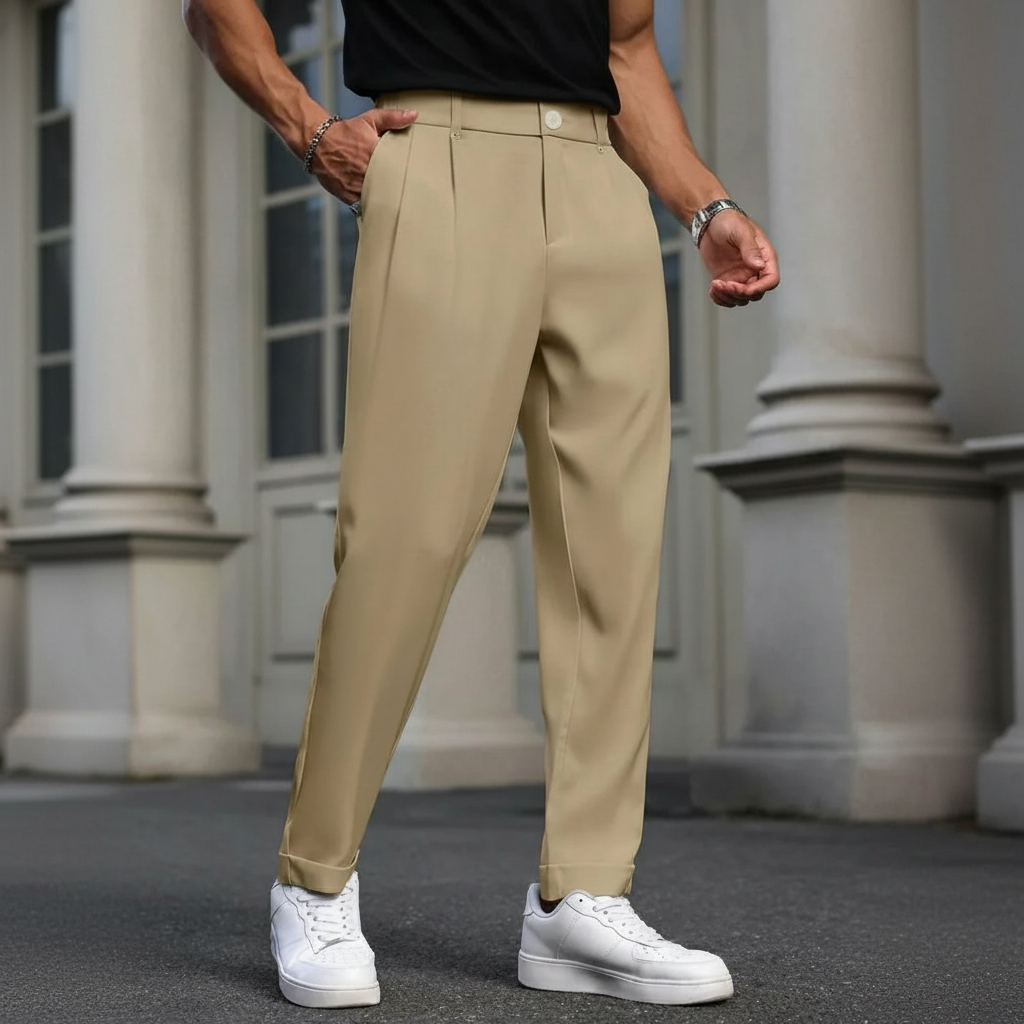 Straight Casual Trousers Retro British Style For Men