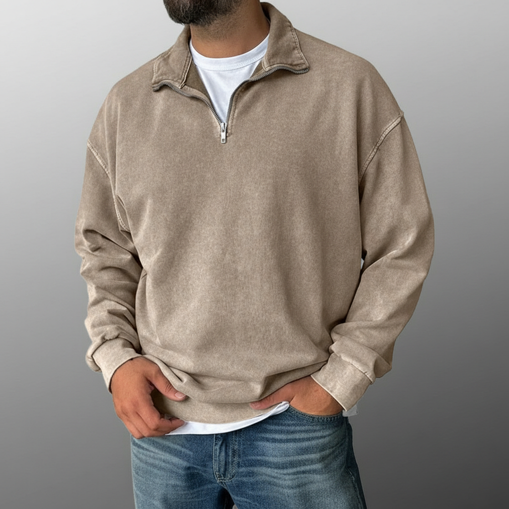 Half Zip Collar Sweatshirt For Men