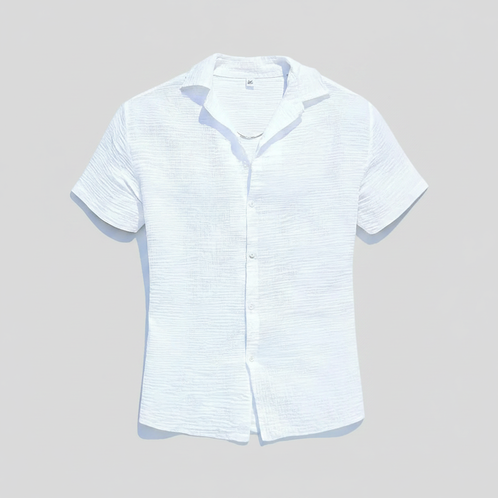 Jacquard Short Sleeve Shirt And Pants Casual Set For Men