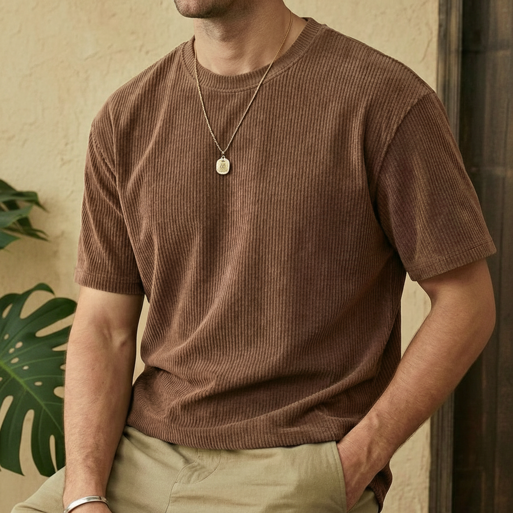 Loose Fit Round Short Sleeve Tee Shirt For Men