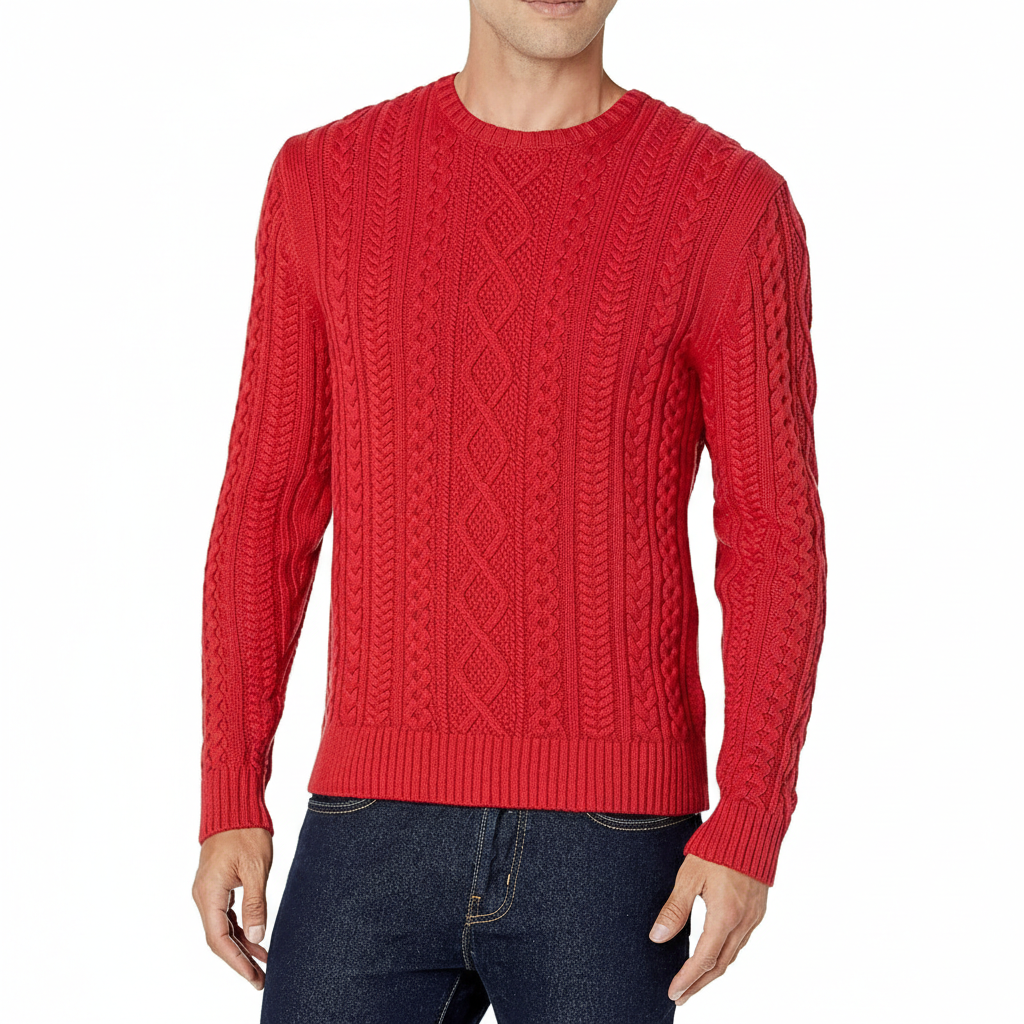 Long Sleeve Cable Knit Pullover Sweater