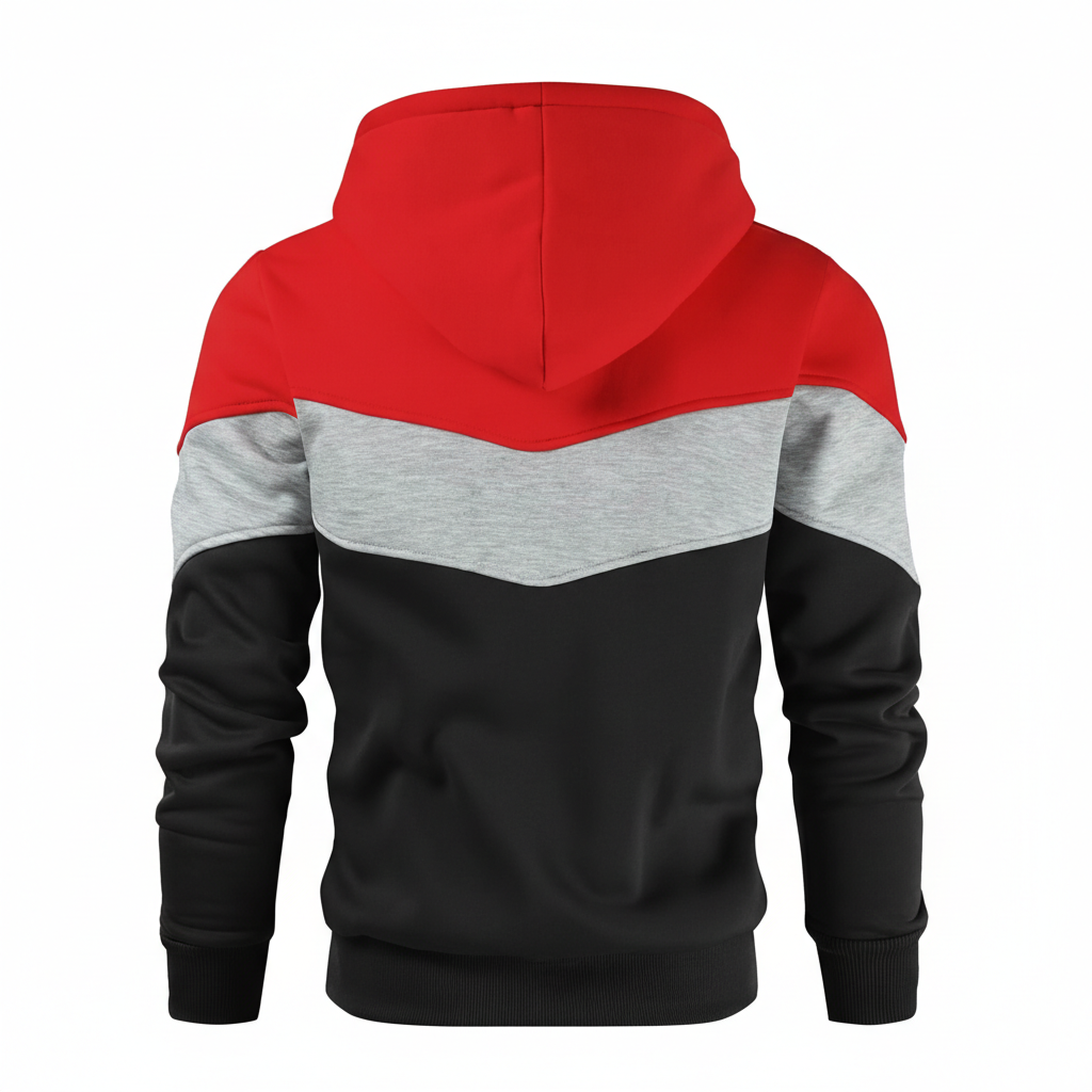  Men Novelty Color Block Pullover Fleece Hoodie Long Sleeve Casual Sweatshirt with Pocket