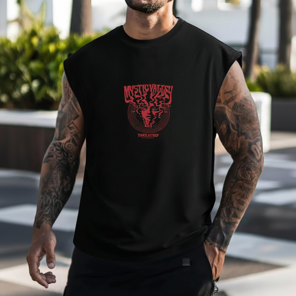 Coastal Summer Vacation Tree Print Tank Top For Men