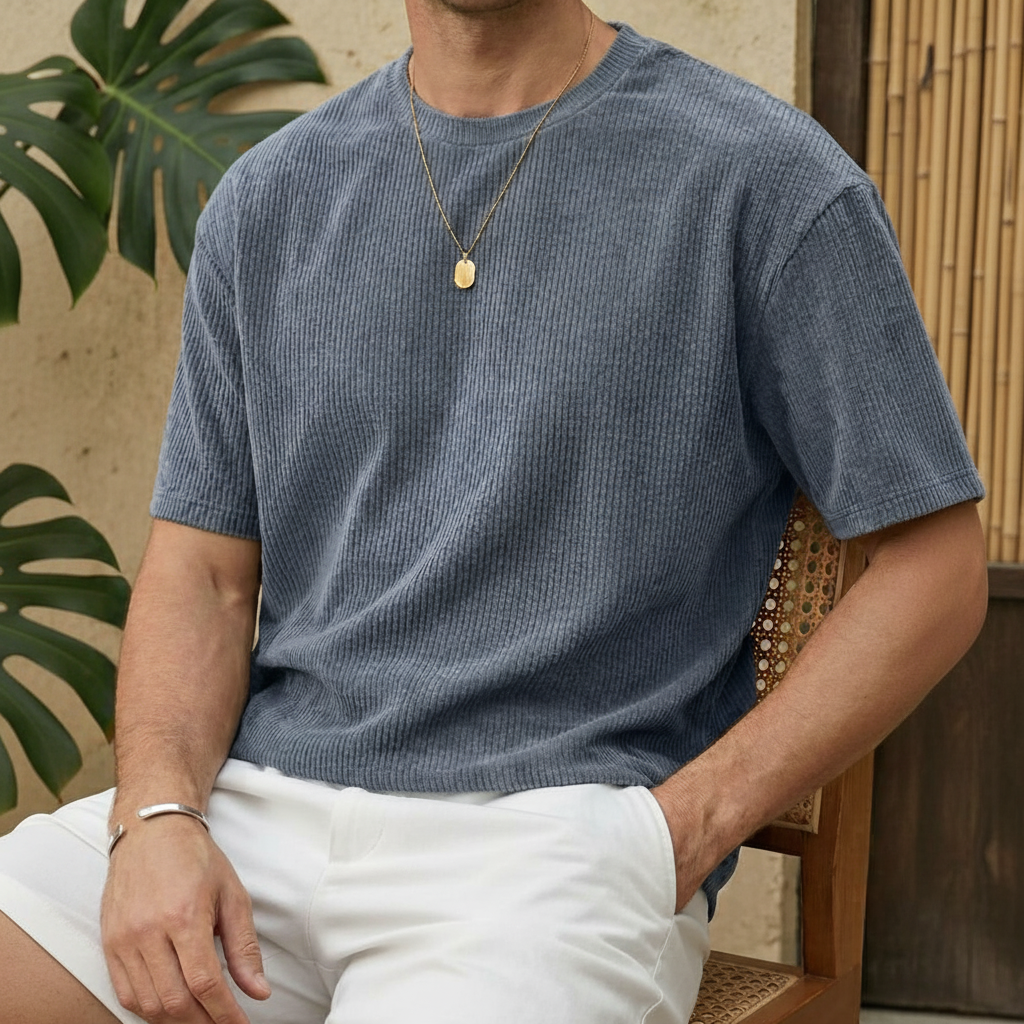 Loose Fit Round Short Sleeve Tee Shirt For Men