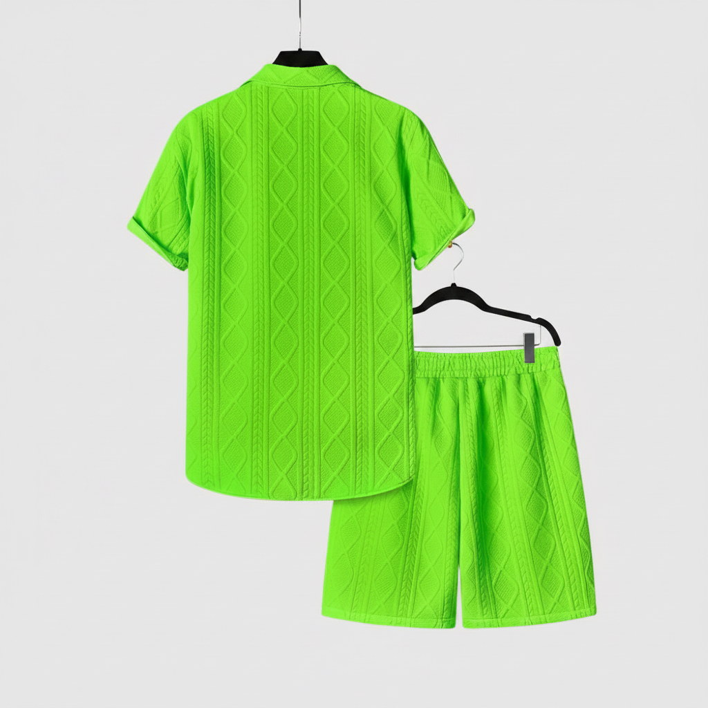 Vacation Themed Casual Style Short Sleeve Shirt And Shorts Set For Men
