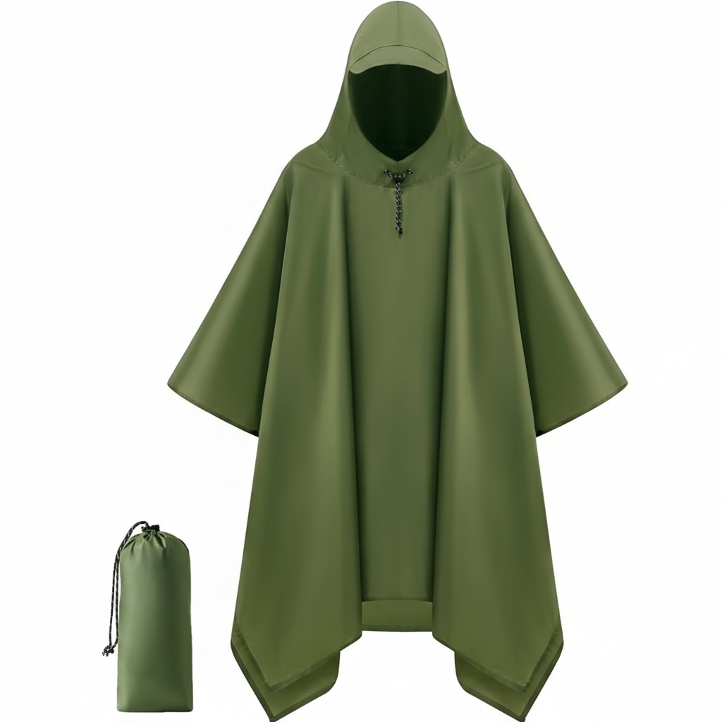 Hooded Rain Poncho Waterproof Raincoat Jacket for Men Women Adults