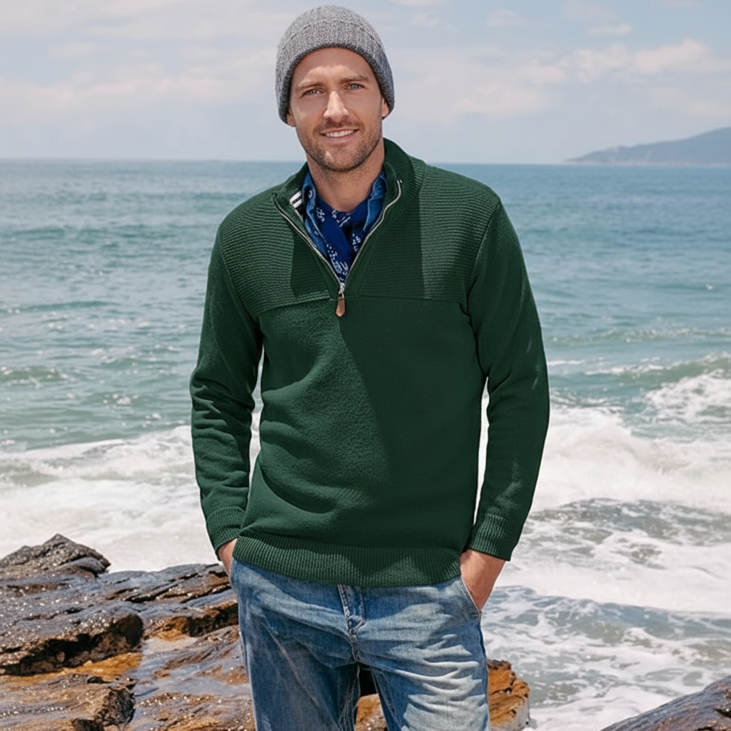 Mens Quarter Zip Sweater Slim Fit Casual Pullover Sweater Mock Neck Polo Sweaters