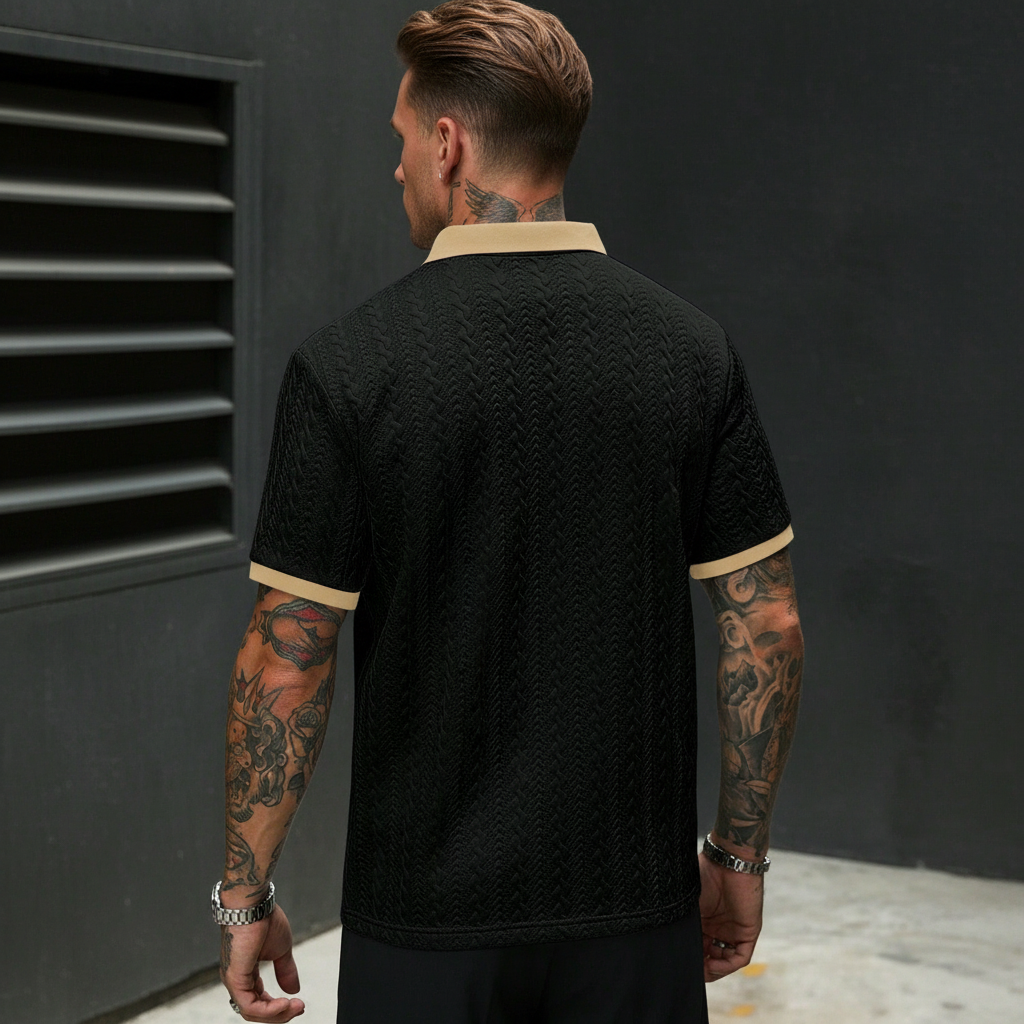 Contrast Color Short Sleeve Commuter Polo Shirt For Men