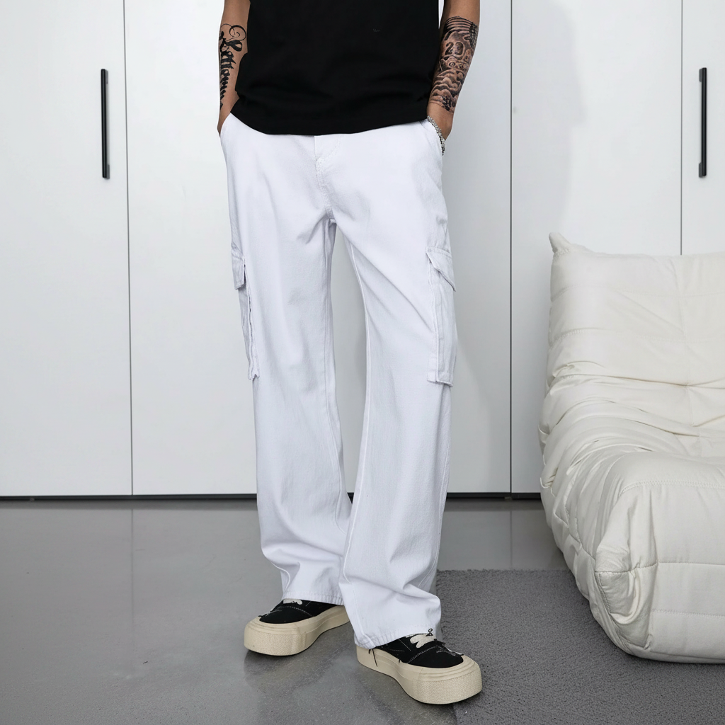 Simple Ripped Pocket Jeans Regular Fit Mid Rise For Men