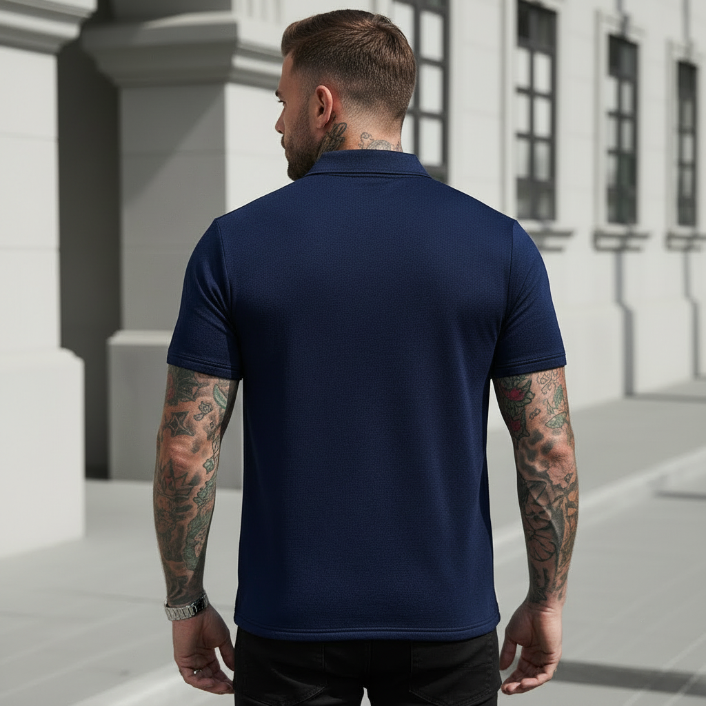 Contrast Color Short Sleeve Knitted Polo Shirt For Men