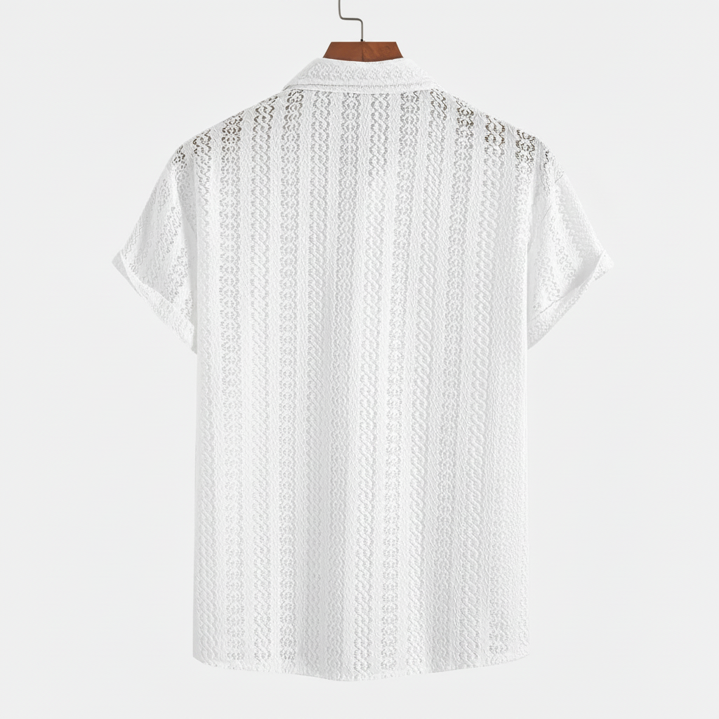 Knitted Knit Button Down Short Sleeve Shirt For Men