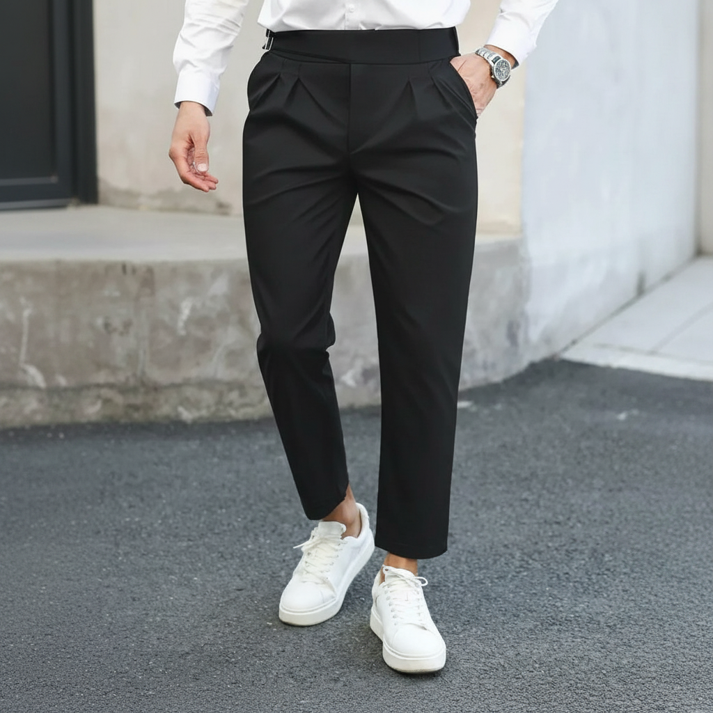 Straight Casual Trousers Retro British Style For Men