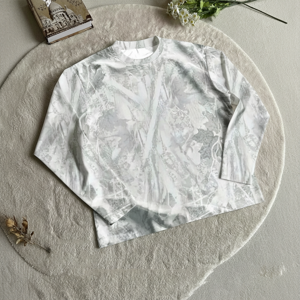 Minimalist Printed Crew Style Long Sleeve T Shirt For Men