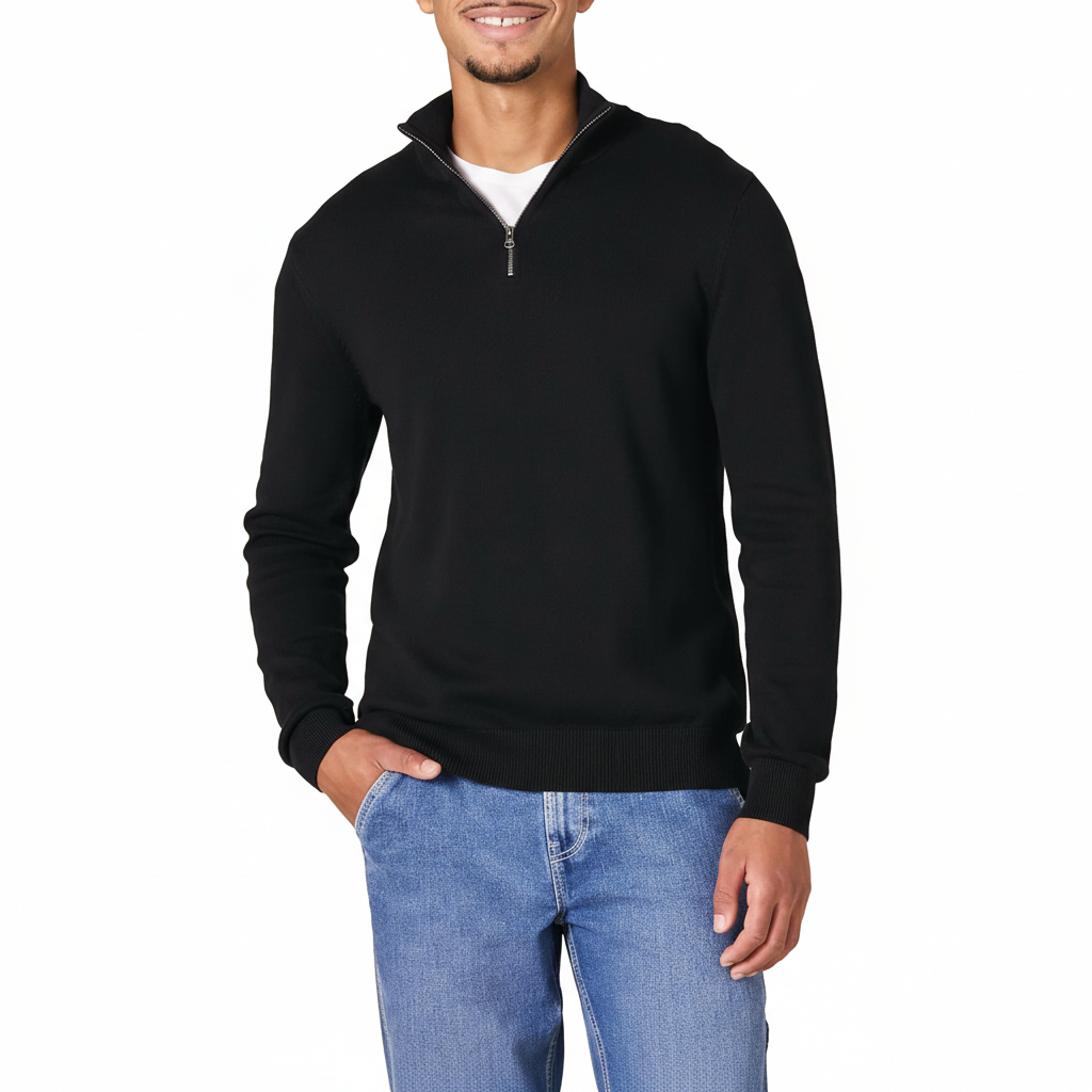 Quarter Zip Long Sleeve Knit Sweater